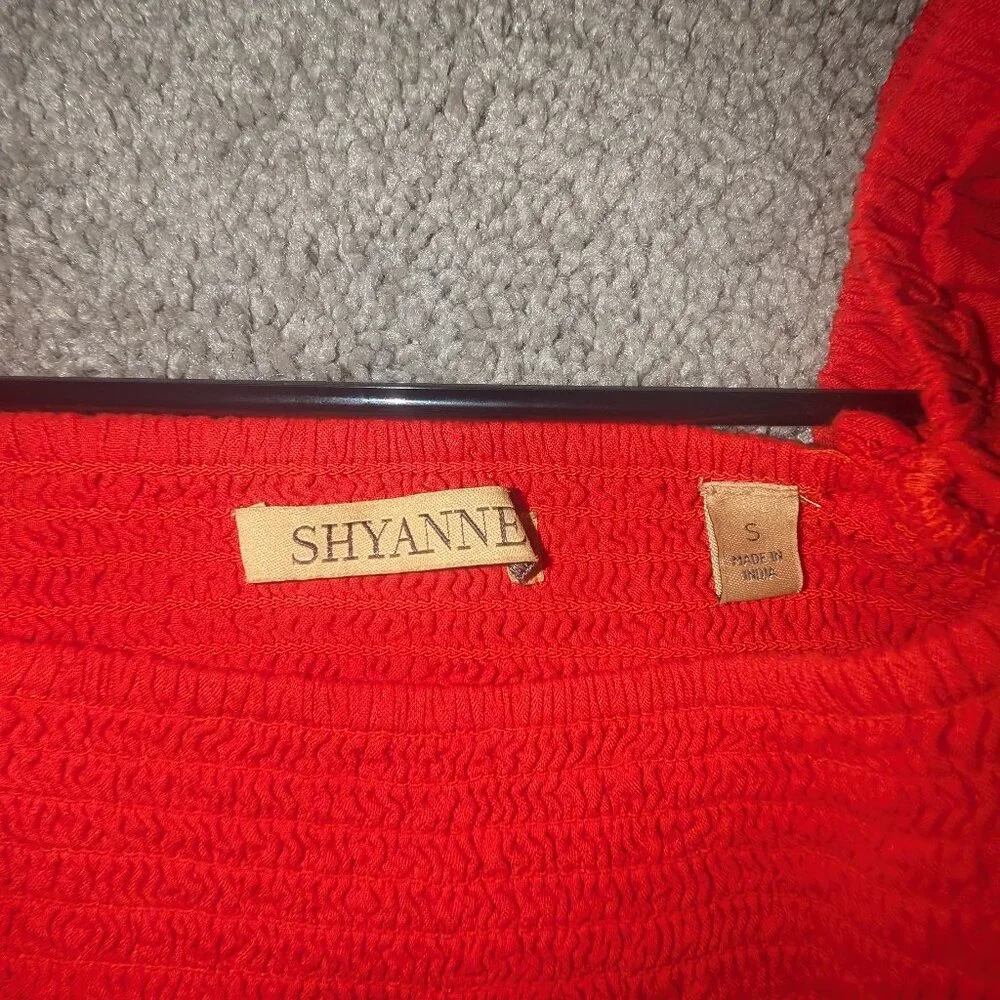 Red Smocked Crop Top Puff Sleeve Coquette Romantic Cottagecore Ruffle Blouse - Picture 3 of 3